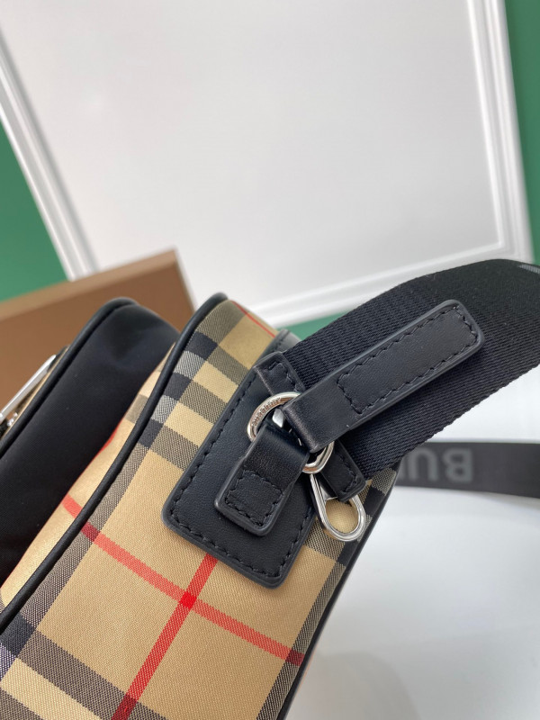 B**rry vintage check and leather crossbody bag