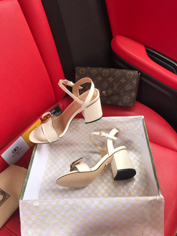 G*u*i leather mid-heel sandal