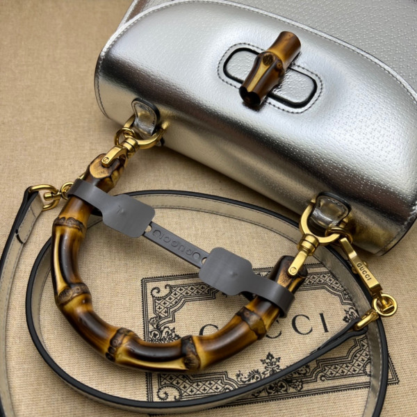 G*u*i small top handle bag with bamboo