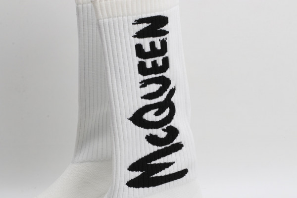 ale*d*r M*Q*en graffiti knit tread slick boot